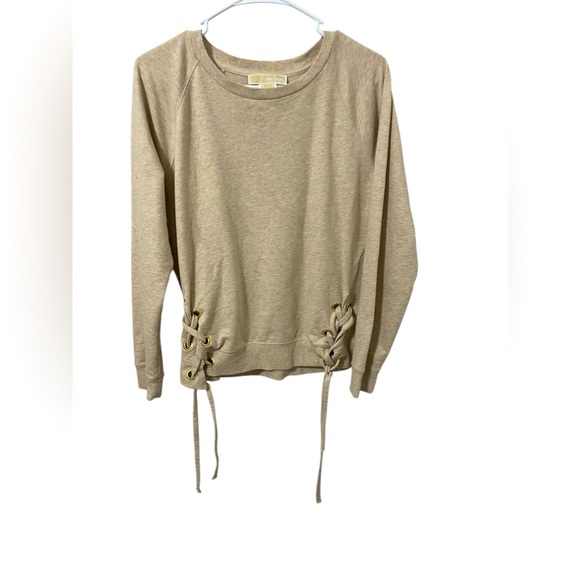 💚💜Michael Kors Lace Up Tie Crew Neck Athletic Sweatshirt - Picture 3 of 11